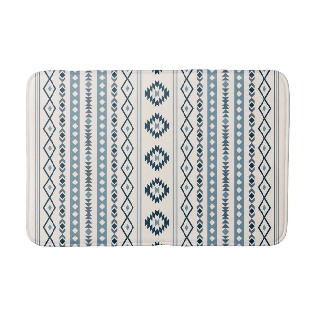 Aztec Blues Cream Mixed Motifs / Muster Bath Mat Badematte (Vorderseite)