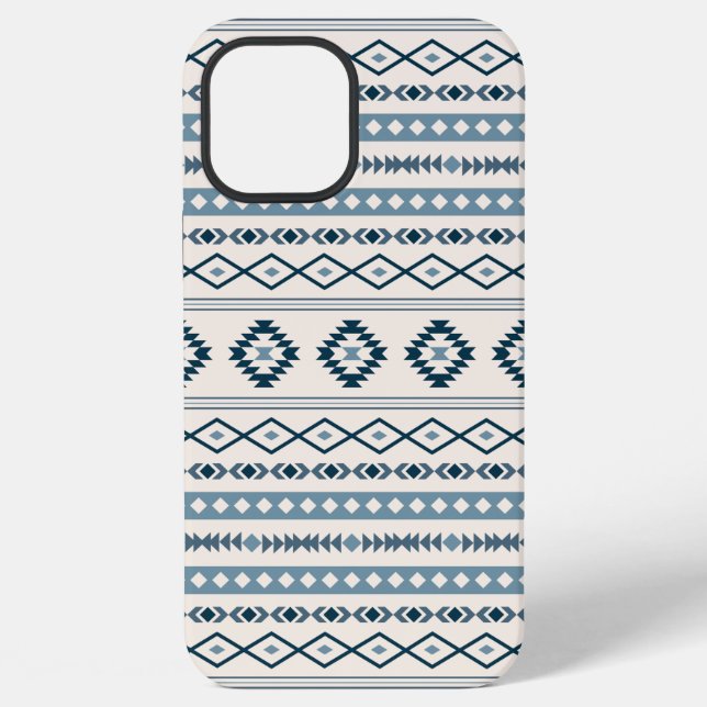 Aztec-Blues-Cream-Mixed-Motifs-Pattern-Case-Mate-i iPhone Hülle (Rückseite)