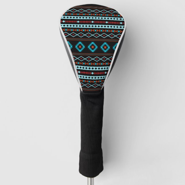 Aztec Blues Reds Black Mixed Motifs Muster Golf Headcover (Vorderseite)