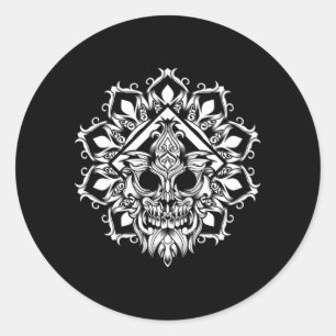 Aztec Blume Skull Maya Inca Kultur Runder Aufkleber