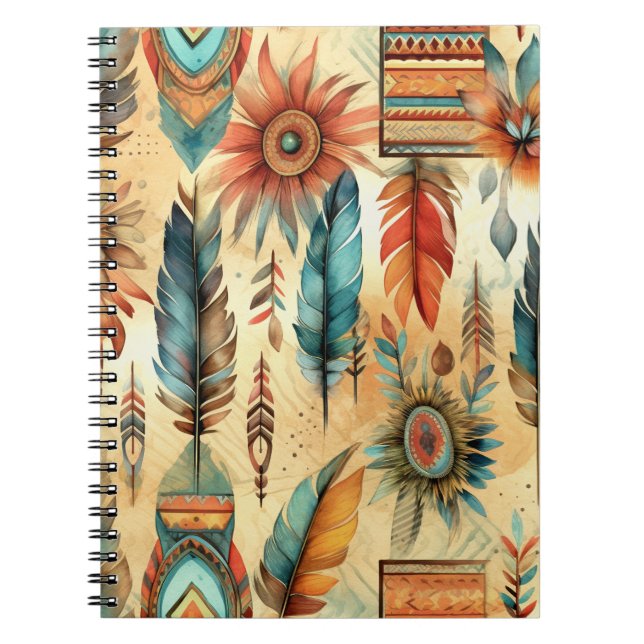 Aztec Boho Tribal Blue Feathers Notizblock (Vorderseite)
