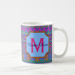 Aztec Bright Tribal Monogram Office Zuhause oder G Kaffeetasse