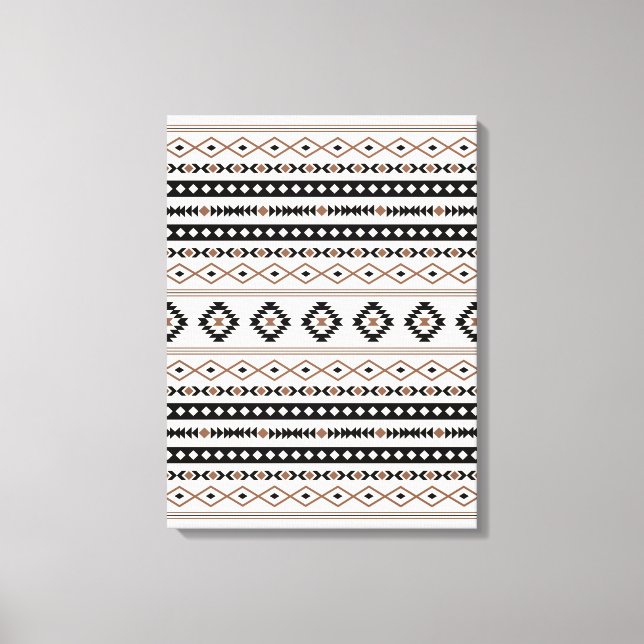 Aztec Brown Black Cream Mixed Motifs Muster Canva Leinwanddruck (Vorderseite)
