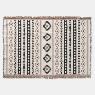Aztec Brown Black Cream Mixed Motifs Muster Decke