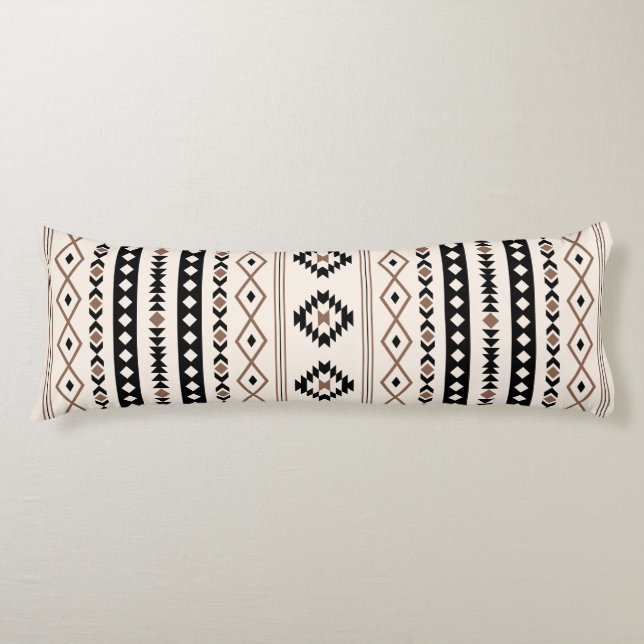 Aztec Brown Black Cream Mixed Motifs Muster Fleec Seitenschläferkissen (Vorderseite)