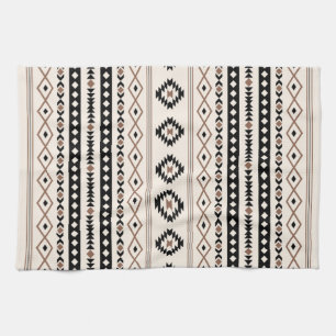 Aztec Brown Black Cream Mixed Motifs Muster Geschirrtuch