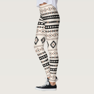 Aztec Brown Black Cream Mixed Motifs Muster Leggings
