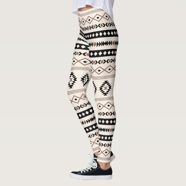 Aztec Brown Black Cream Mixed Motifs Muster Leggings (Links)
