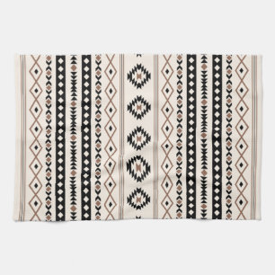 Aztec Brown Black Cream Mixed Motifs V Muster Geschirrtuch