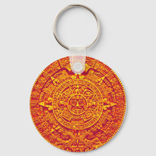 Aztec Calendar - gold Schlüsselanhänger