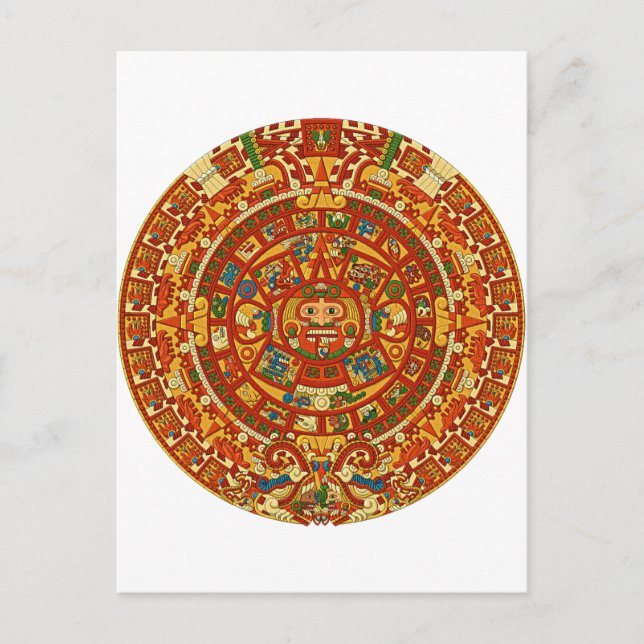 Aztec Calendar Stone oder Sun Stone von Mexiko. Postkarte (Vorderseite)