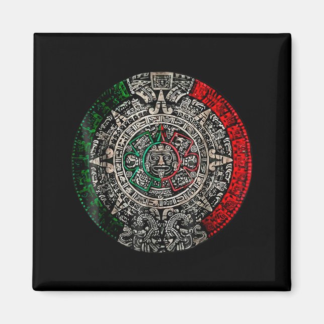 Aztec Calendar Sun Stone Mexican Art Carving Maya  Magnet (Vorne)