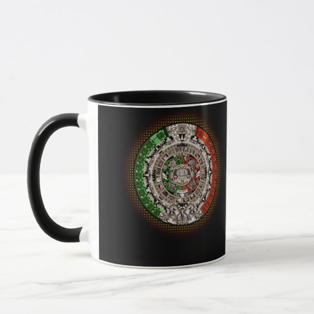 Aztec Calendar Sun Stone Mexican Art Carving Tasse (Links)