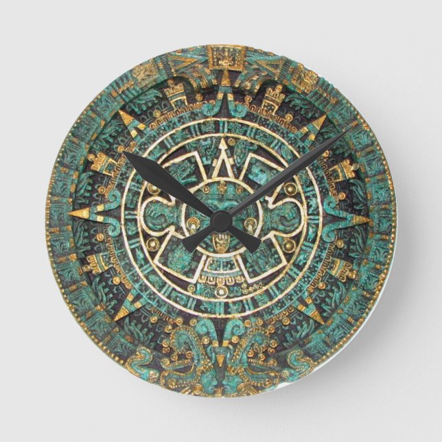 Aztec Calendar Wall Clock Runde Wanduhr (Vorderseite)