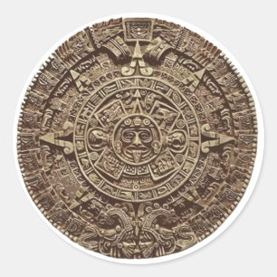 Aztec Calender Runder Aufkleber