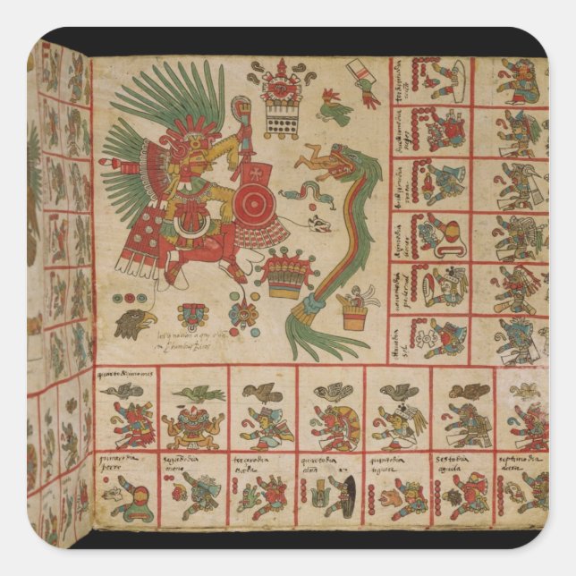 Aztec Codex Borbonicus Quadratischer Aufkleber (Vorderseite)