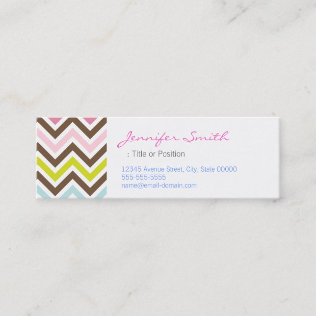 Aztec Colors - Chic Zickzack Zigzag Muster Mini Visitenkarte (Vorderseite)