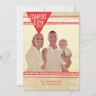 Aztec Comfort & Joy Weihnachtsfotokarte, Red/Tan Feiertagskarte