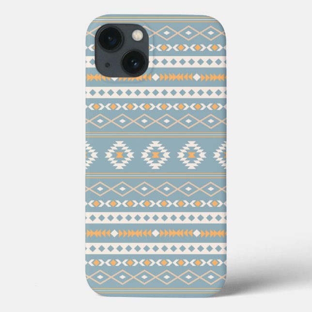 Aztec Cream Orange Blue Mixed Motif Muster Case-Mate iPhone Hülle (Rückseite)