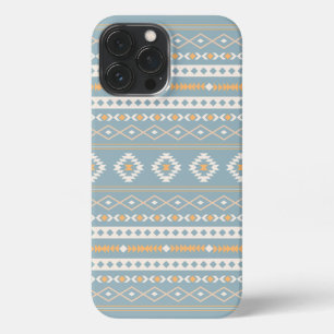 Aztec Cream Orange Blue Mixed Motif Muster iPhone 13 Pro Max Hülle