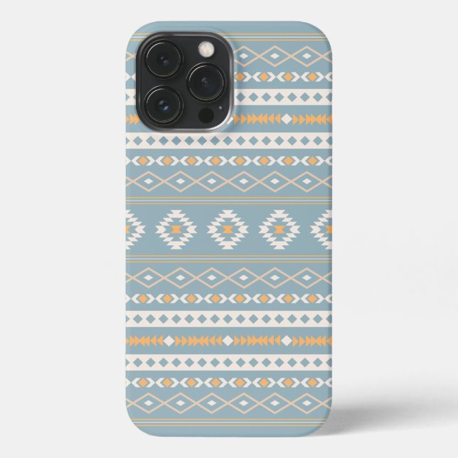 Aztec Cream Orange Blue Mixed Motif Muster iPhone Hülle (Rückseite)