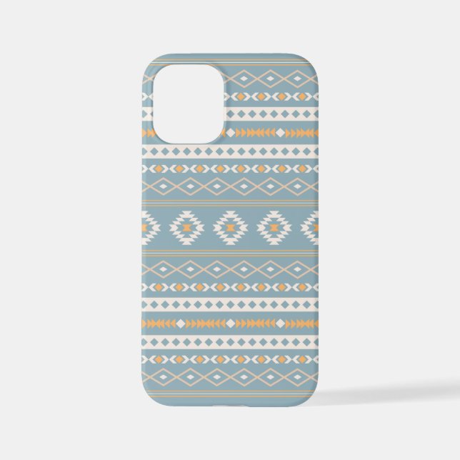 Aztec Cream Orange Blue Mixed Motif Muster iPhone Hülle (Rückseite)