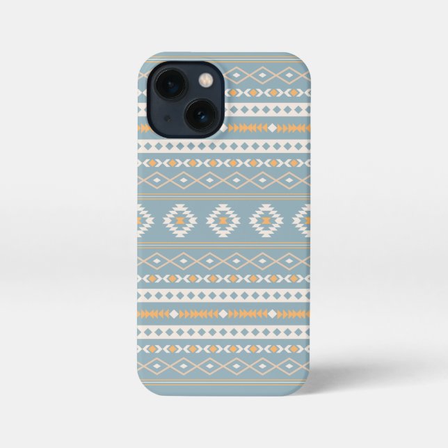 Aztec Cream Orange Blue Mixed Motif Muster iPhone Hülle (Rückseite)