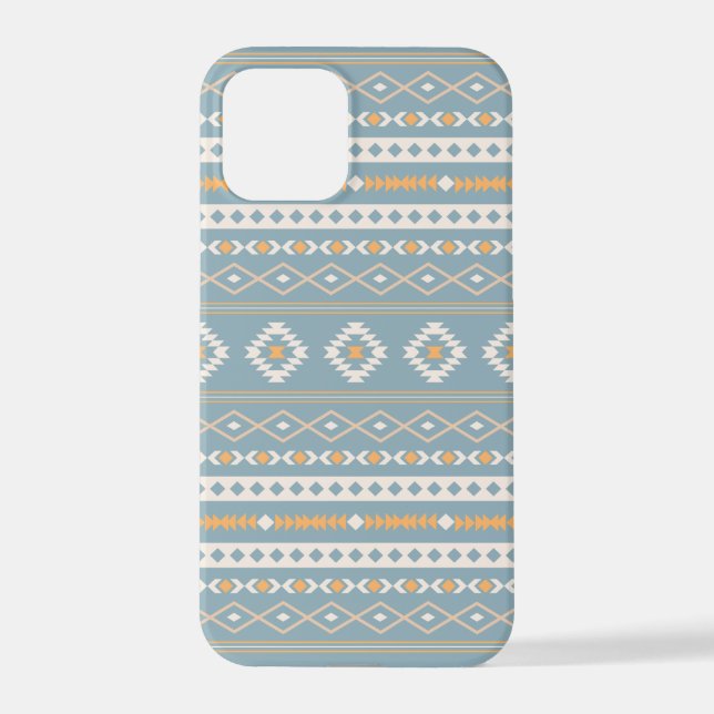 Aztec Cream Orange Blue Mixed Motif Muster iPhone Hülle (Rückseite)
