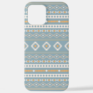 Aztec Cream Orange Blue Mixed Motif Muster iPhone 12 Pro Max Hülle