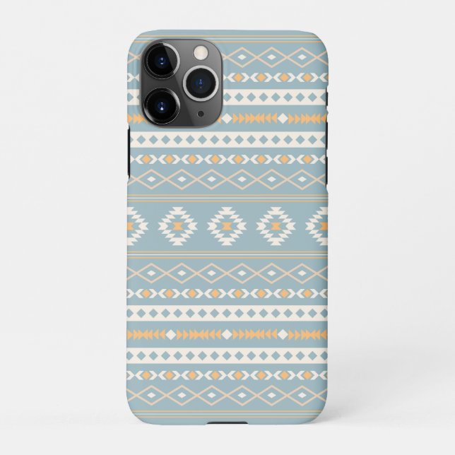 Aztec Cream Orange Blue Mixed Motif Muster iPhone Hülle (Rückseite)