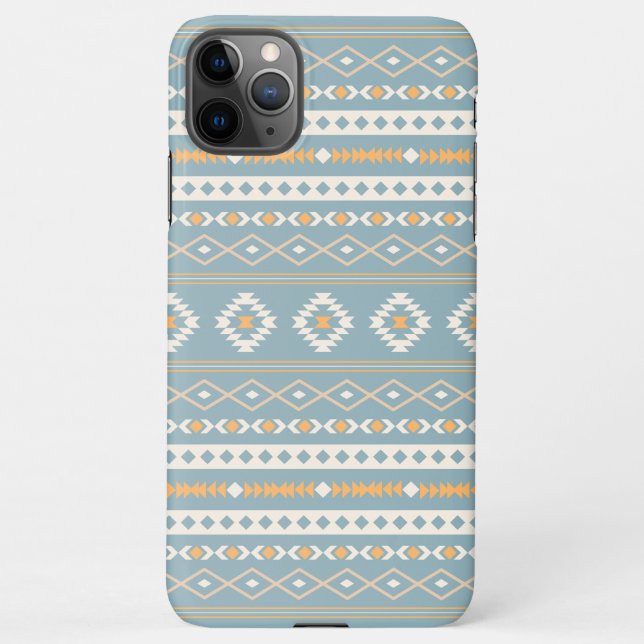 Aztec Cream Orange Blue Mixed Motif Muster iPhone Hülle (Rückseite)