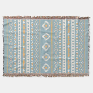 Aztec Cream Orange Blue Mixed Motif V Muster Decke