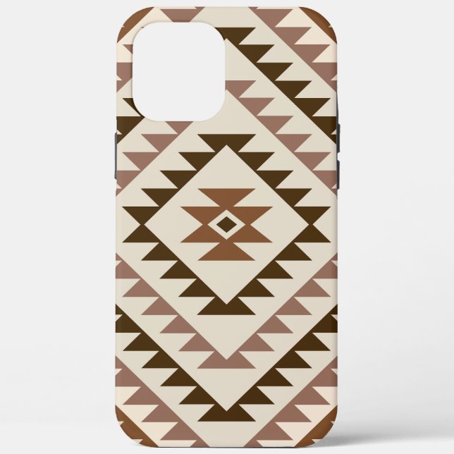 Aztec-Diamant-Muster-Design Braun+Creme Case-Mate iPhone Hülle (Rückseite)