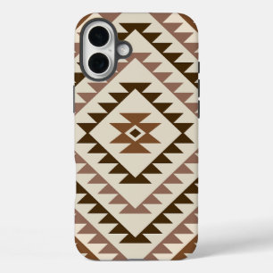 Aztec-Diamant-Muster-Design Braun+Creme iPhone 16 Plus Hülle