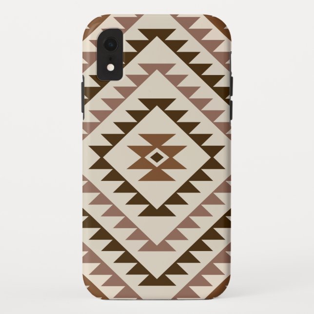 Aztec-Diamant-Muster-Design Braun+Creme Case-Mate iPhone Hülle (Rückseite)
