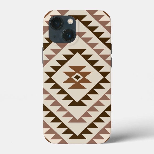 Aztec-Diamant-Muster-Design Braun+Creme Case-Mate iPhone Hülle (Rückseite)