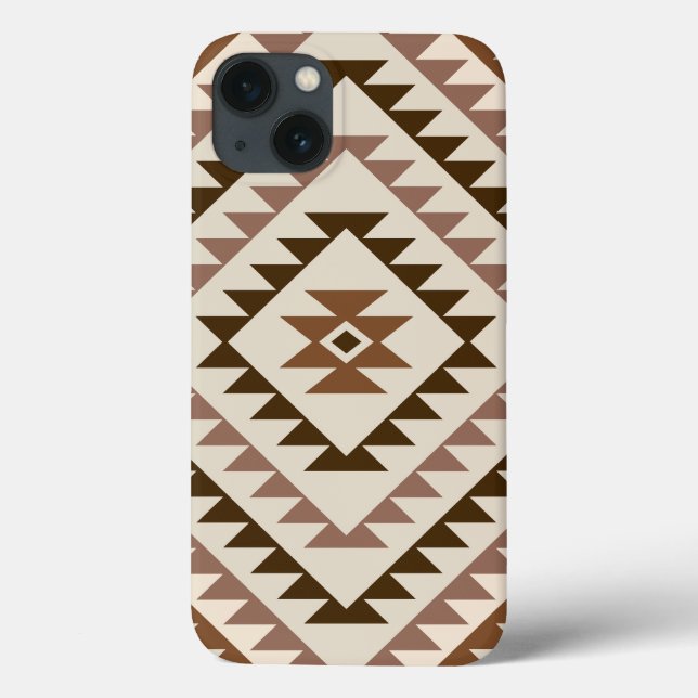 Aztec-Diamant-Muster-Design Braun+Creme Case-Mate iPhone Hülle (Rückseite)