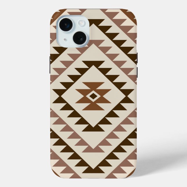 Aztec-Diamant-Muster-Design Braun+Creme Case-Mate iPhone Hülle (Rückseite)