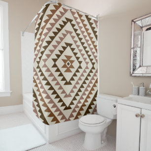 Aztec-Diamant-Muster-Design Braun+Creme Duschvorhang