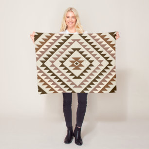 Aztec-Diamant-Muster-Design Braun+Creme Fleecedecke