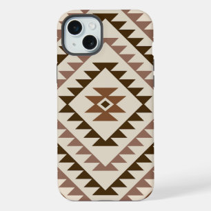 Aztec-Diamant-Muster-Design Braun+Creme iPhone 15 Plus Hülle