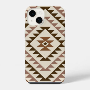 Aztec-Diamant-Muster-Design Braun+Creme iPhone 14 Hülle