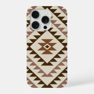 Aztec-Diamant-Muster-Design Braun+Creme iPhone 15 Pro Hülle