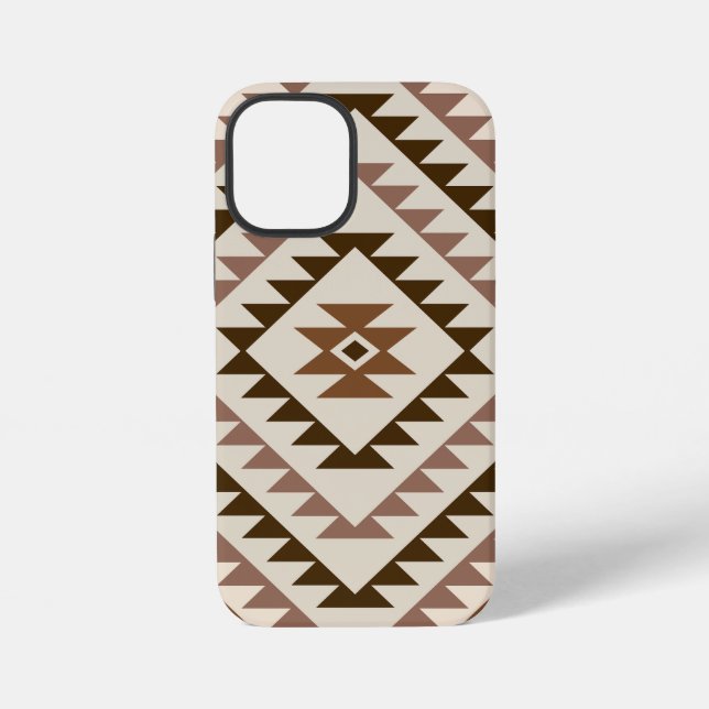 Aztec-Diamant-Muster-Design Braun+Creme iPhone Hülle (Rückseite)