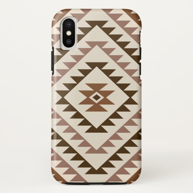 Aztec-Diamantmotiv-Design Braun+Creme Case-Mate iPhone Hülle (Rückseite)