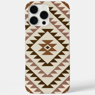 Aztec-Diamantmotiv-Design Braun+Creme iPhone 16 Pro Max Hülle