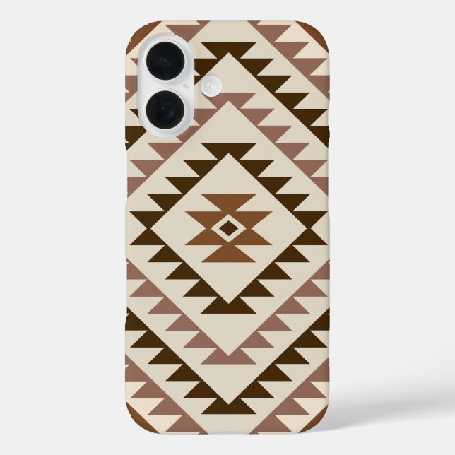 Aztec-Diamantmotiv-Design Braun+Creme Case-Mate iPhone Hülle (Rückseite)