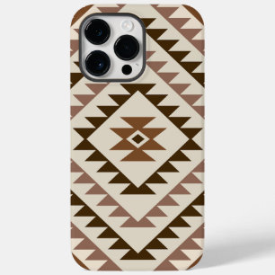 Aztec-Diamantmotiv-Design Braun+Creme Case-Mate iPhone 14 Pro Max Hülle