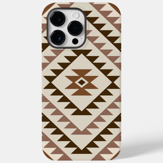 Aztec-Diamantmotiv-Design Braun+Creme Case-Mate iPhone Hülle (Rückseite)