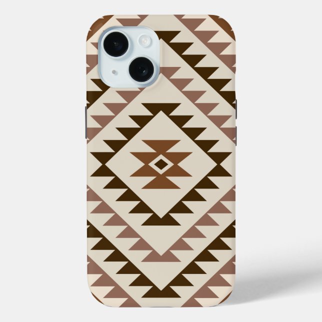 Aztec-Diamantmotiv-Design Braun+Creme Case-Mate iPhone Hülle (Rückseite)